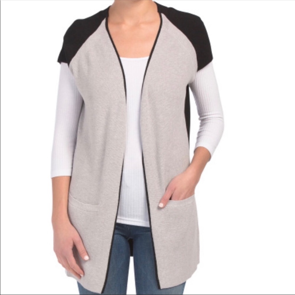 RAFFI CASHMERE‎ BLEND COLOR BLOCK CARDIGAN